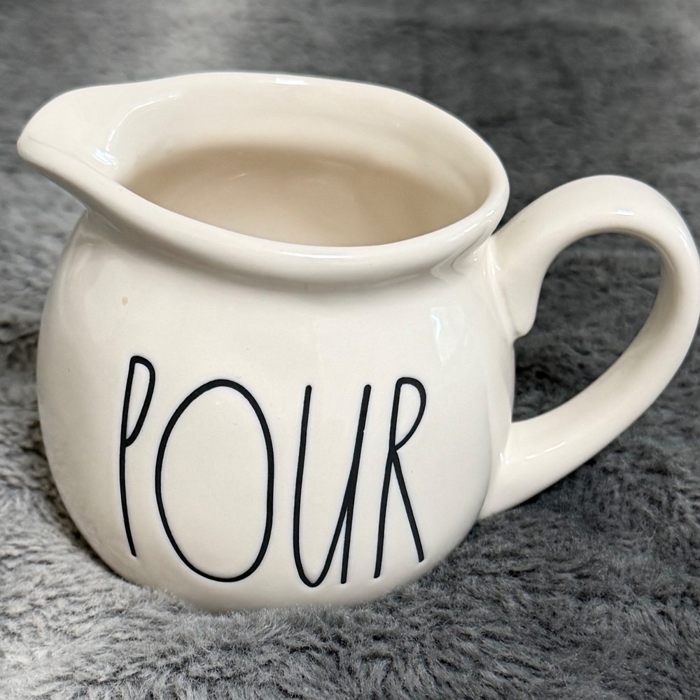 Rae Dunn POUR Creamer Pitcher Artisan Collection Magenta Ivory Ceramic Farmhouse